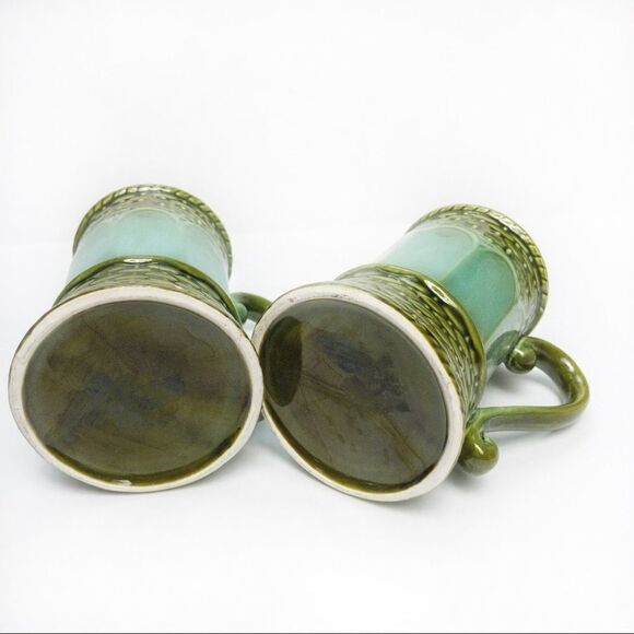 MCM Vintage Green Ceramic Coffee Cups - 1 Pair - Picture 4 of 10